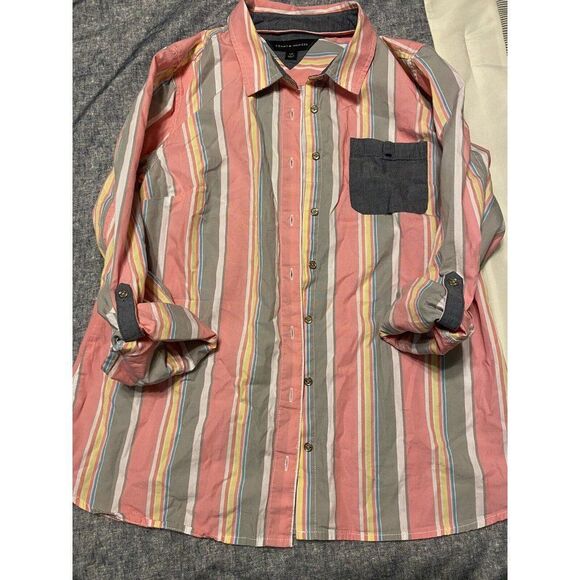 TOMMY HILFIGER -WOMENS BUTTON DOWN- LONG SLEEVE WITH 3/4 ROLL UP SLEEVE - SIZE L - Picture 2 of 9
